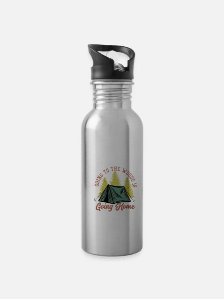 Wälder - Trinkflasche mit integriertem Trinkhalm - Lightsilver