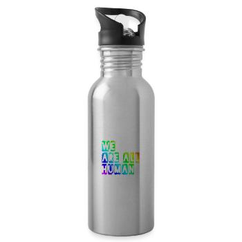 we are all human - Water bottle with straw - silver - Right
