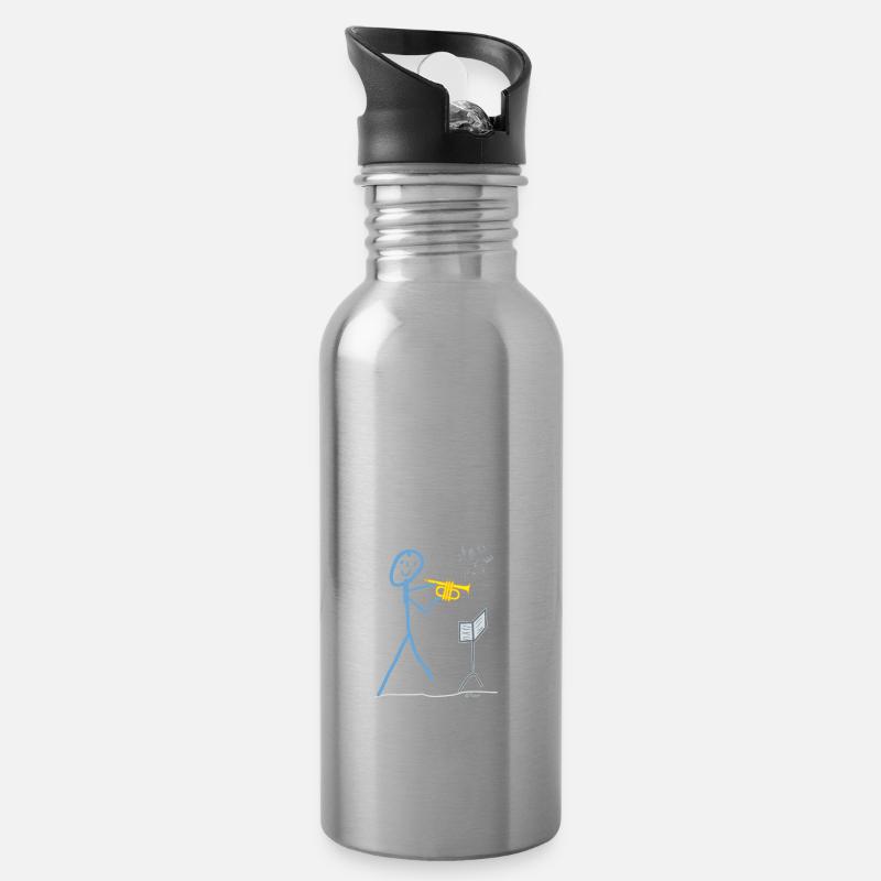 Trompete Musik Strichmännchen Spielt Melodie - Trinkflasche mit integriertem Trinkhalm - Lightsilver
