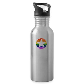 LGBT Gay Pride Star Star CSD Rainbow - Water bottle with straw - silver - Right