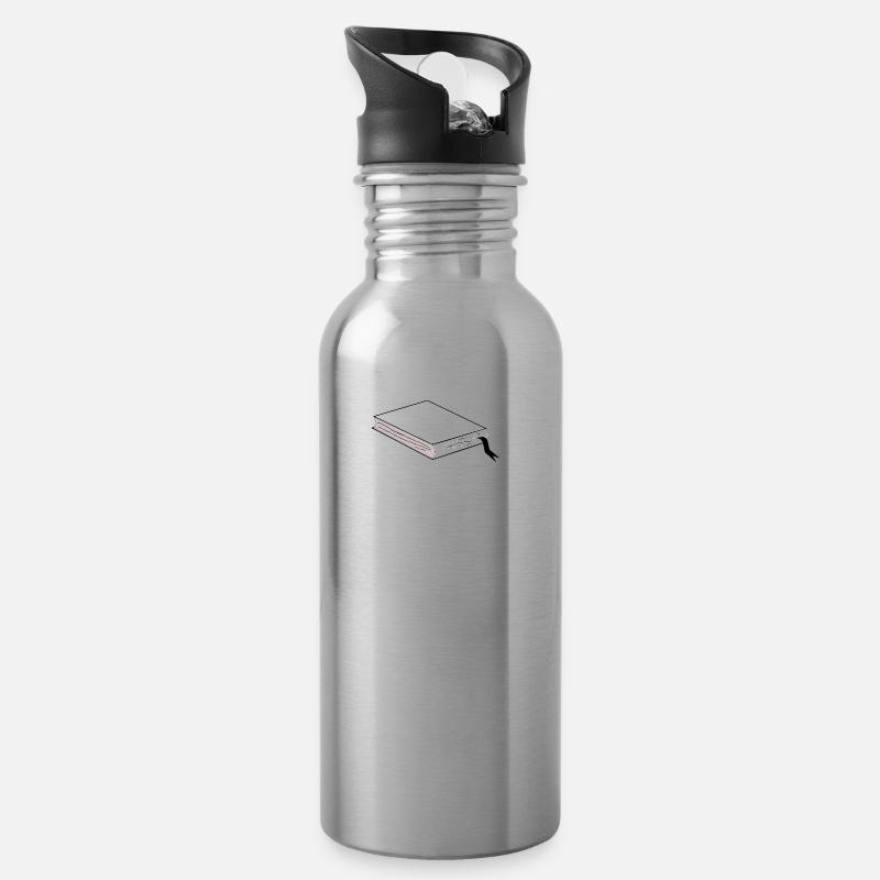 Buch - Trinkflasche mit integriertem Trinkhalm - Lightsilver