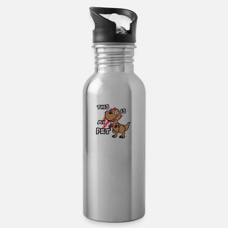 Dinosaur - Water bottle with straw - silver
