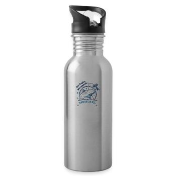Der Angler die Legende Michael - Trinkflasche mit integriertem Trinkhalm - Lightsilver - Rechts