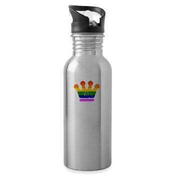 LGBT Gay Pride Krone Crown CSD Regenbogen - Trinkflasche mit integriertem Trinkhalm - Lightsilver - Rechts