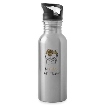 In fries we trust - Trinkflasche mit integriertem Trinkhalm - Lightsilver - Rechts