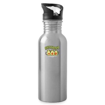 Katzenliebe > AvoGatos - Lustige Avocado Katzen - Trinkflasche mit integriertem Trinkhalm - Lightsilver - Rechts