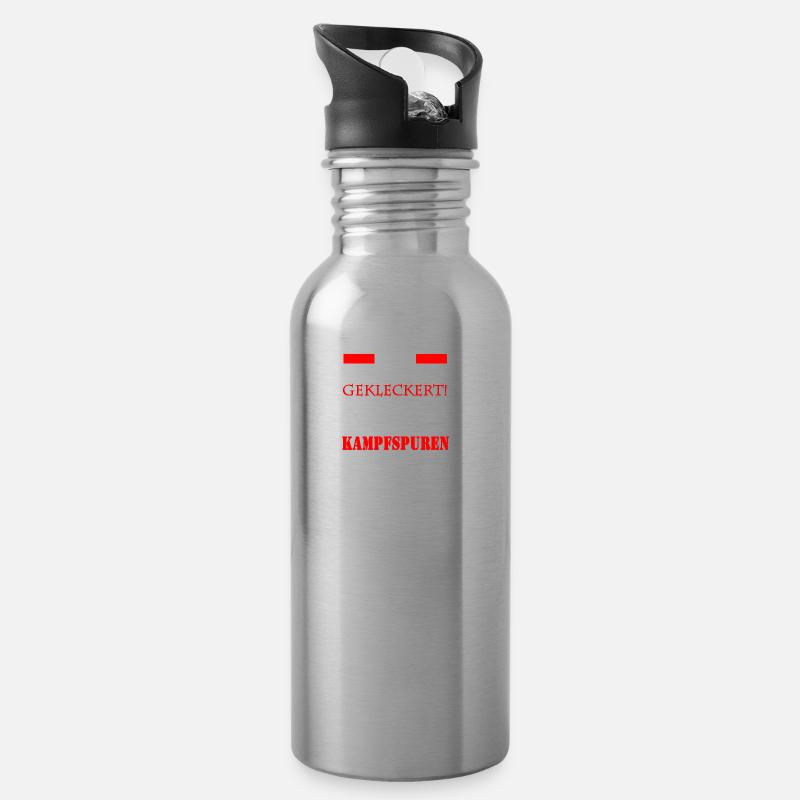 Kampfspuren - Trinkflasche mit integriertem Trinkhalm - Lightsilver
