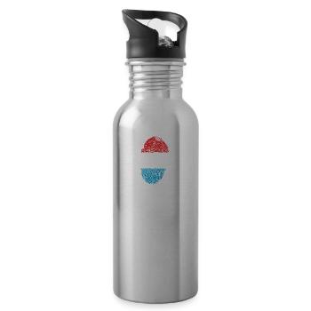 Fingerprint i love Luxembourg Luxembourg - Water bottle with straw - silver - Right