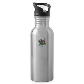 Heart strongly in love - Water bottle with straw - silver - Right