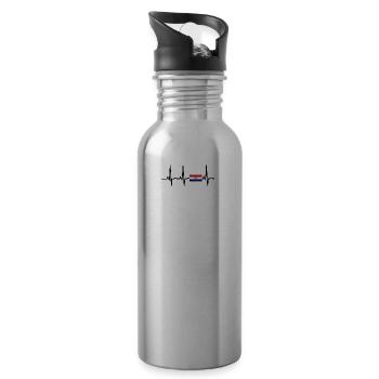 EKG heartbeat Kroatien - Trinkflasche mit integriertem Trinkhalm - Lightsilver - Rechts