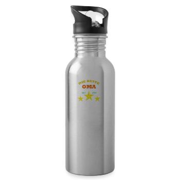 Seit dem Jahr 2014 habe ich die beste Oma der Welt - Trinkflasche mit integriertem Trinkhalm - Lightsilver - Rechts