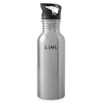 I LOVE ekg heartbeat Kuba Cuba - Gourde avec paille intégrée - argent clair - Droite
