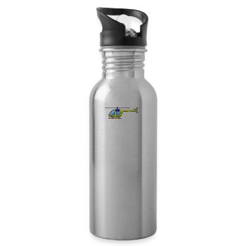 Hubschrauber gelb - Trinkflasche mit integriertem Trinkhalm - Lightsilver - Rechts