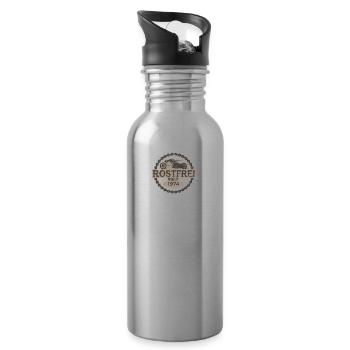 Geburtstag biker motorcycle ride motorrad 1974 - Trinkflasche mit integriertem Trinkhalm - Lightsilver - Rechts