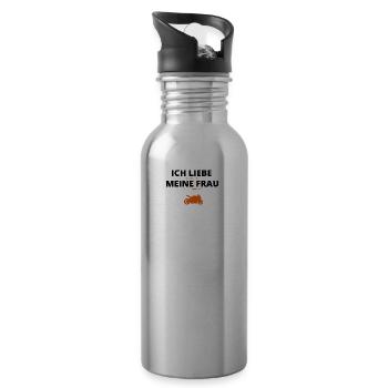 Liebe meine Frau motorrad bike - Trinkflasche mit integriertem Trinkhalm - Lightsilver - Rechts
