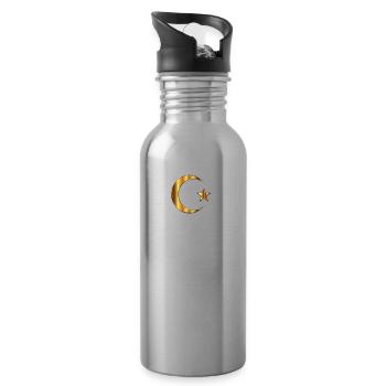 Türkei Flagge in Gold Sehr Edel - Trinkflasche mit integriertem Trinkhalm - Lightsilver - Rechts