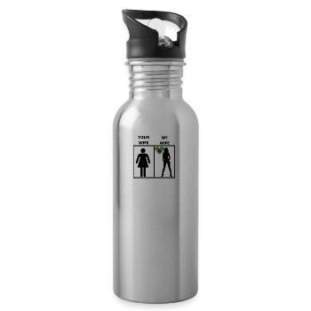 Brésil cadeau ma femme votre - Gourde avec paille intégrée - argent clair - Droite