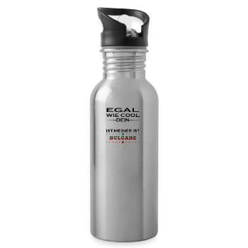 Egal wie cool vater geschenk Bulgarien - Trinkflasche mit integriertem Trinkhalm - Lightsilver - Rechts