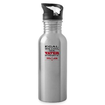 Egal wie cool vater geschenk Tunesien - Trinkflasche mit integriertem Trinkhalm - Lightsilver - Rechts