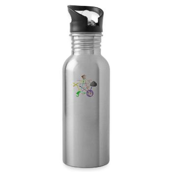 Schere Stein Papier Echse Spock - Trinkflasche mit integriertem Trinkhalm - Lightsilver - Rechts