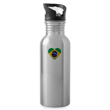 Love Liebe geschenk brazil brasilien - Trinkflasche mit integriertem Trinkhalm - Lightsilver - Rechts