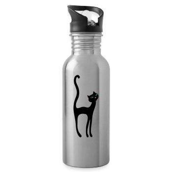 Retro Kittenish Cat by Patjila - Gourde avec paille intégrée - argent clair - Droite