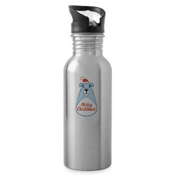 Weihnachtsbär - Trinkflasche mit integriertem Trinkhalm - Lightsilver - Rechts