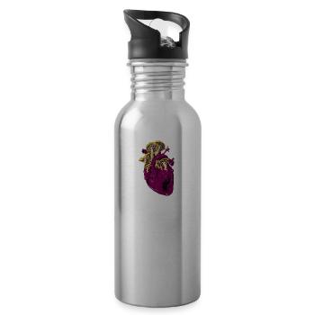 Heart full of mushrooms - Water bottle with straw - silver - Right