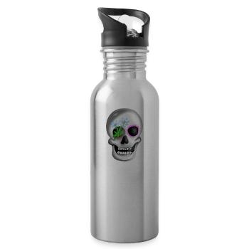 Le culte mexicain de la tête de mort Jour des morts Skull - Gourde avec paille intégrée - argent clair - Droite