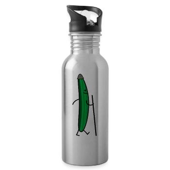 Wandernde Gurke - Trinkflasche mit integriertem Trinkhalm - Lightsilver - Rechts