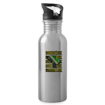 Sandzak Map, Sandzak Flag, Sandzak - Water bottle with straw - silver - Right