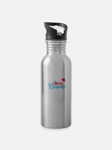 Merry Christmas - Trinkflasche mit integriertem Trinkhalm - 