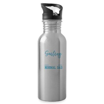 sail dad papa sail - Water bottle with straw - silver - Right