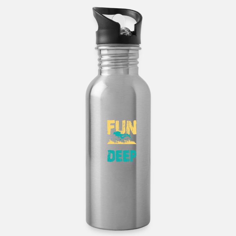 Tauchen Taucher - Trinkflasche mit integriertem Trinkhalm - Lightsilver