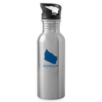 Bornholm Geschenk Dänemark Spruch Nord - Trinkflasche mit integriertem Trinkhalm - Lightsilver - Rechts