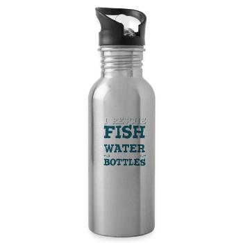 pêche pêche pêche - Gourde avec paille intégrée - argent clair - Droite