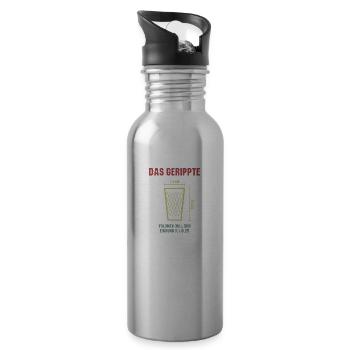 Das gerippte Äppelwoi Hessisch Apfelwein Hessen - Trinkflasche mit integriertem Trinkhalm - Lightsilver - Rechts