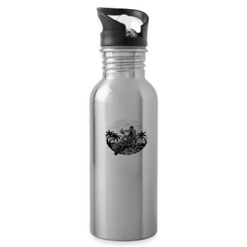 Motorrad Motorradfahrer Biker Feuerstuhl Biken - Trinkflasche mit integriertem Trinkhalm - Lightsilver - Rechts