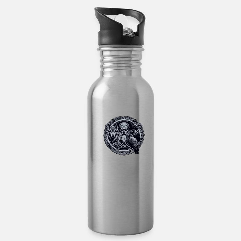 Odin Wikinger Valhalla Vikinger Hammer Thor Odin - Trinkflasche mit integriertem Trinkhalm - Lightsilver