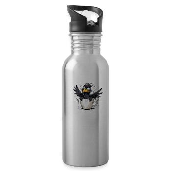 Vogel Keinen Bock Kaffee Bevor Du Fragst Nein - Trinkflasche mit integriertem Trinkhalm - Lightsilver - Rechts