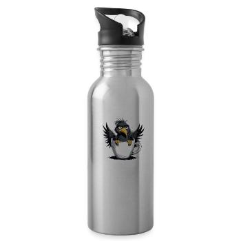 Vogel Keinen Bock Kaffee Bevor Du Fragst Nein - Trinkflasche mit integriertem Trinkhalm - Lightsilver - Rechts