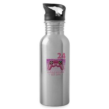 24. Geburtstag Gamer zocken Geburtstjahr 1999 - Trinkflasche mit integriertem Trinkhalm - Lightsilver - Rechts