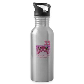 35. Geburtstag Gamer zocken Geburtstjahr 1988 - Trinkflasche mit integriertem Trinkhalm - Lightsilver - Rechts