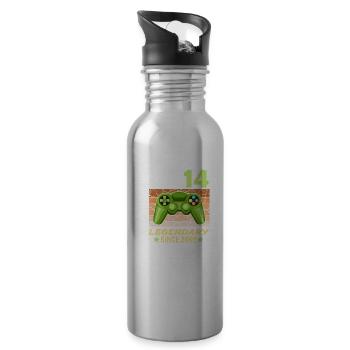 14. Geburtstag Gamer zocken Geburtstjahr 2009 - Trinkflasche mit integriertem Trinkhalm - Lightsilver - Rechts