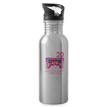 20. Geburtstag Gamer zocken Geburtstjahr 2003 - Trinkflasche mit integriertem Trinkhalm - Lightsilver - Rechts
