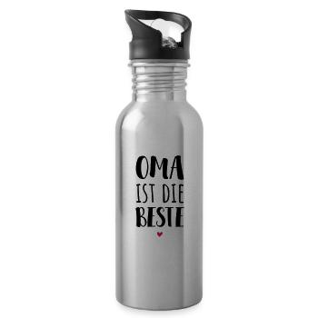 Oma ist die Beste - Trinkflasche mit integriertem Trinkhalm - Lightsilver - Rechts
