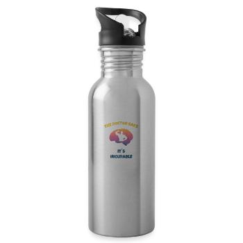 Fitness Bodybuilder - Gym Beast Mode - Incurable - Trinkflasche mit integriertem Trinkhalm - Lightsilver - Rechts