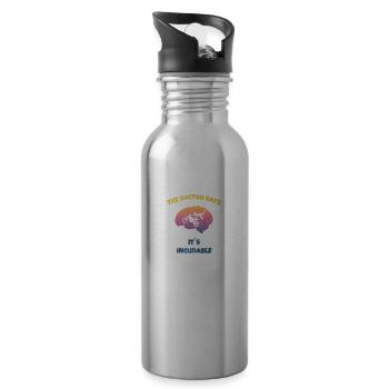 Motocross Motorrad Biker Motorsport - Incurable - Trinkflasche mit integriertem Trinkhalm - Lightsilver - Rechts