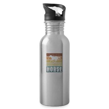 Equestrian Riding Dressage Horse breed Crunge stable - Water bottle with straw - silver - Right