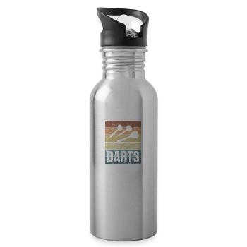 Dart Dartsport Darten mit Pfeil und Dartboard - Trinkflasche mit integriertem Trinkhalm - Lightsilver - Rechts
